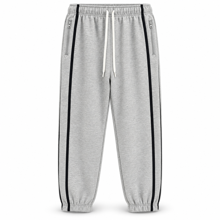 Jogginghose mit Seitenstreifen aus Terry-Fleece – Ansicht 1