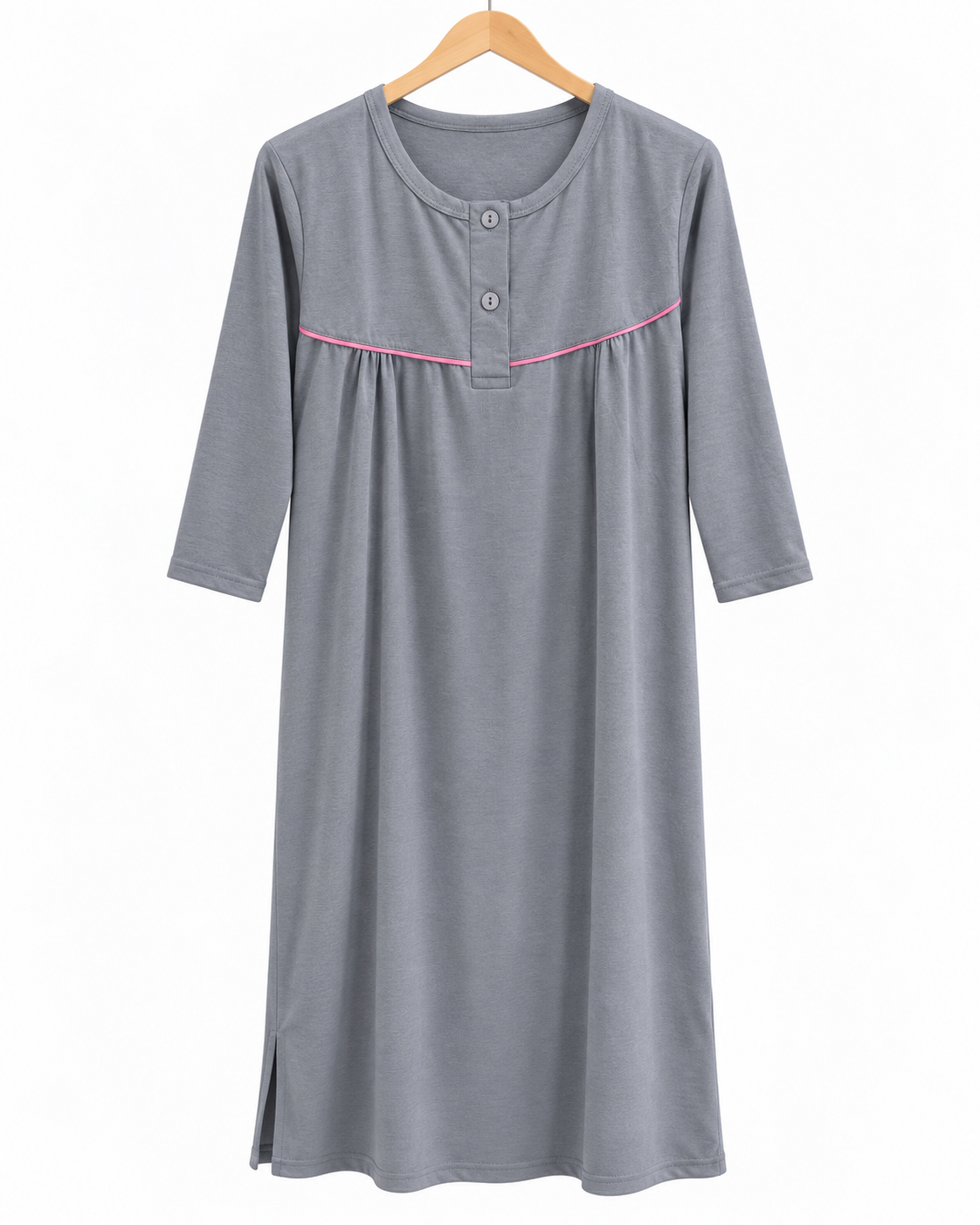 Damen Homewear in Grau mit pinker Paspel