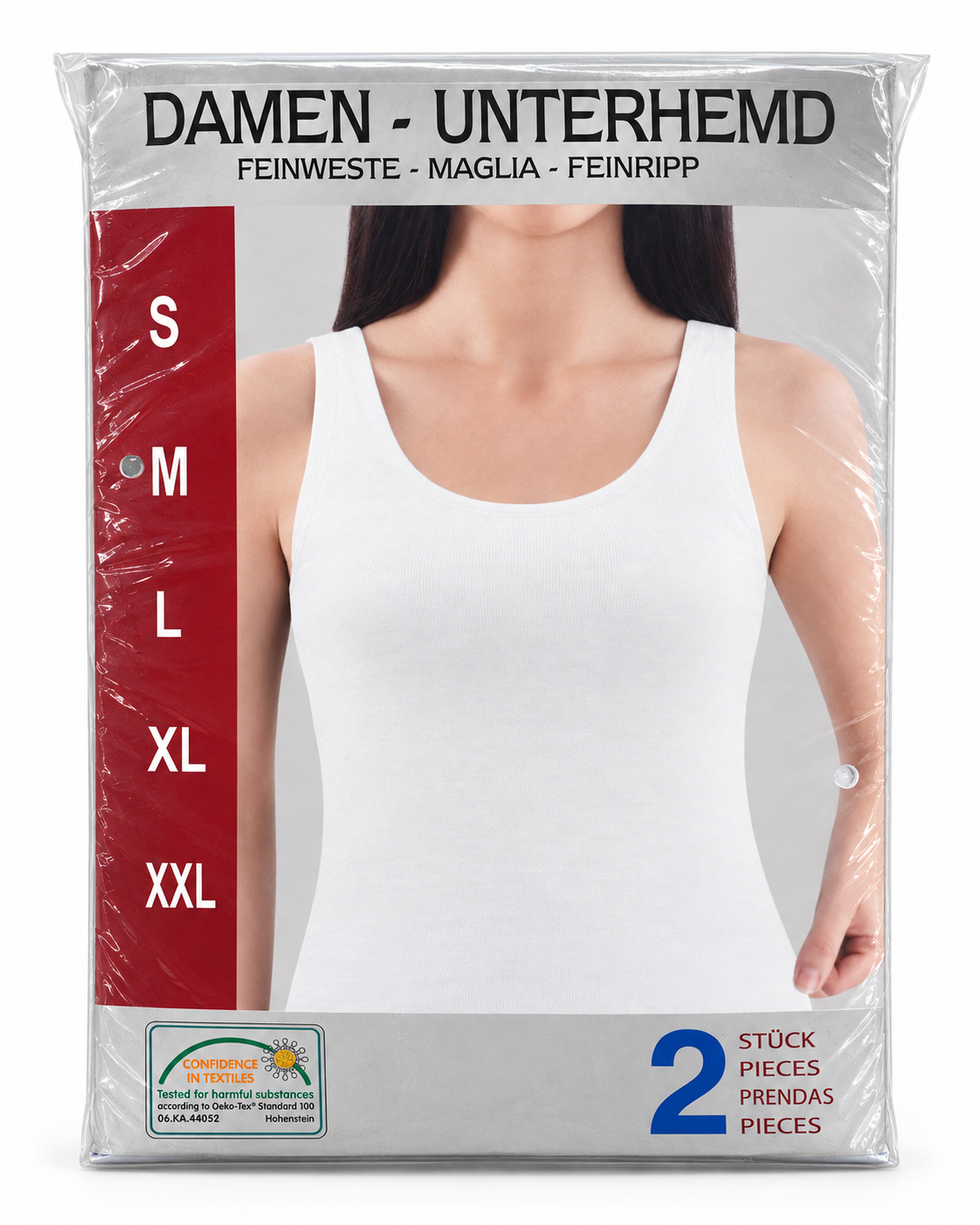 Damen Unterhemd 2er-Pack in Weiss – Verpackung