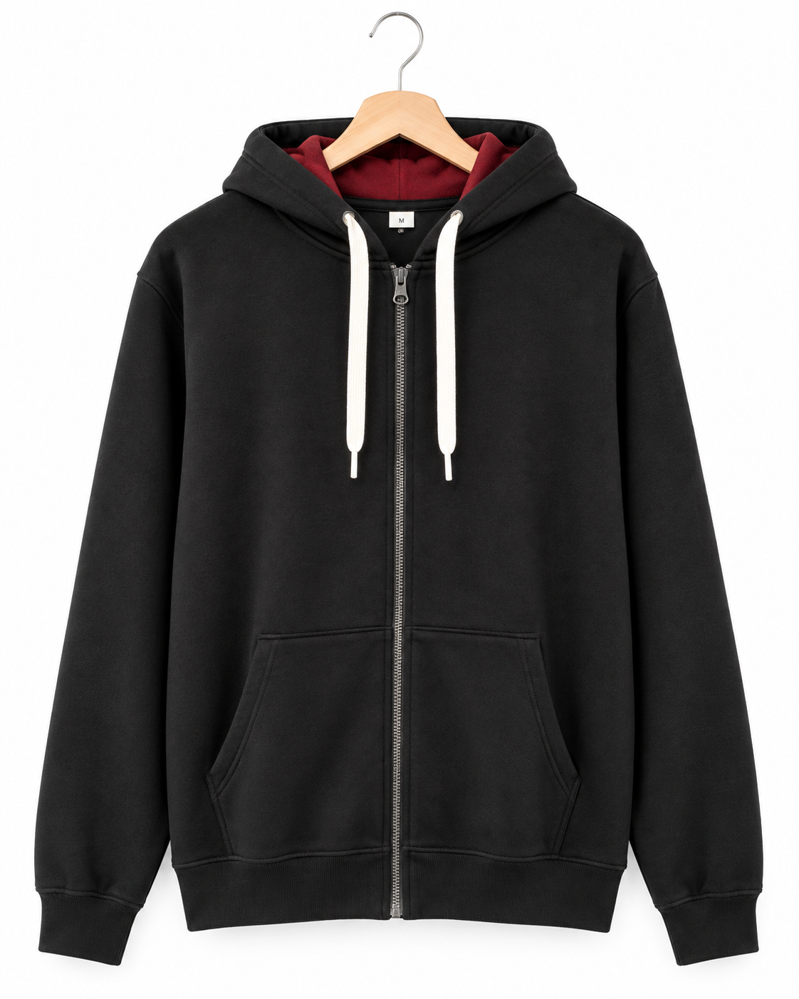 Herren Hoodie-Jacke mit Reissverschluss in Schwarz