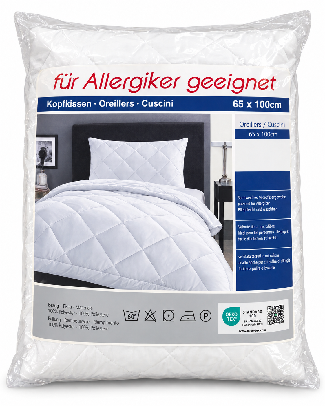 Allergiker-Kissen 65 x 100 cm in Verpackung